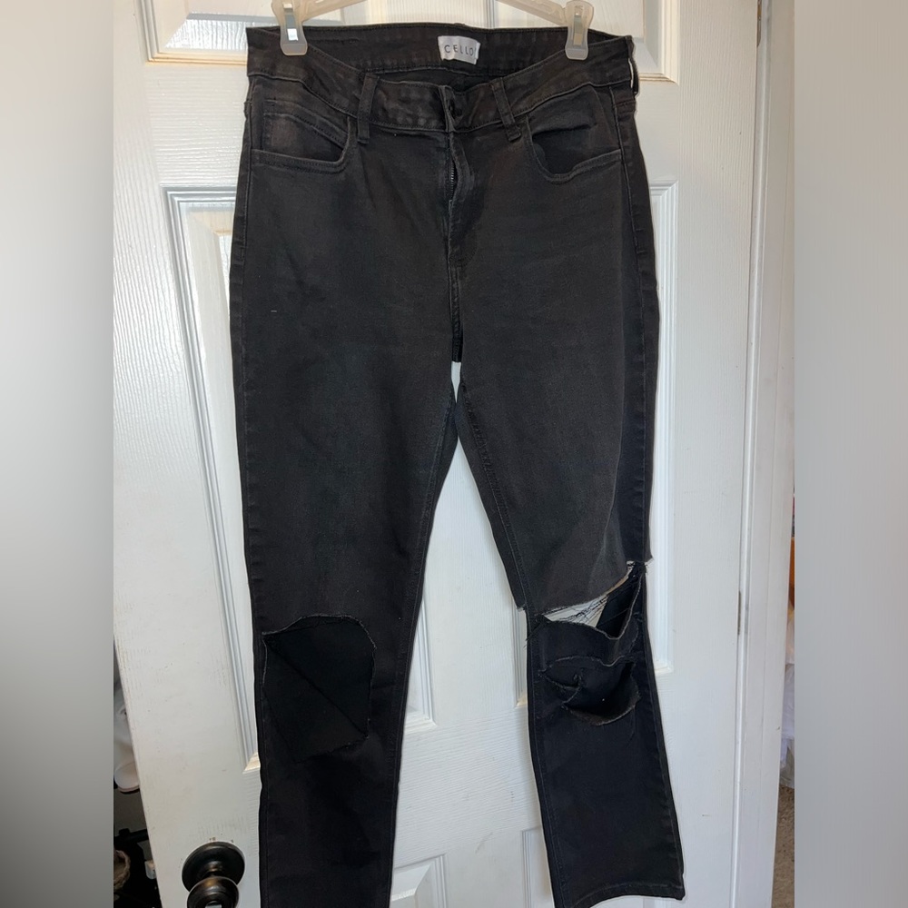 Black distressed Cello jeans size 9